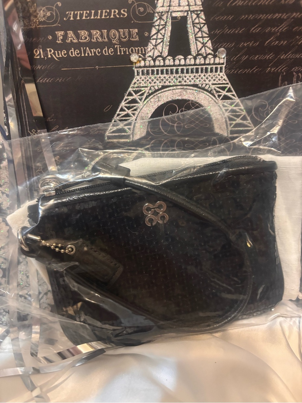 Coach Black Sequins Wristlet